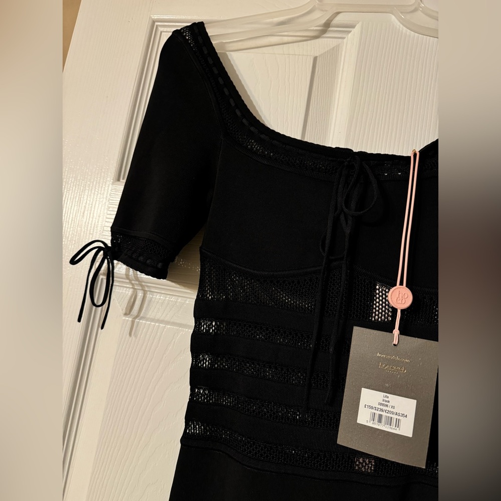 NEW HOUSE OF CB LILLA BLACK OPENWORK KNIT 
MIDI DRESS SIZE XS - Picture 14 of 15